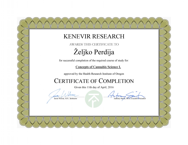 Kenevir CSCI certificate Perdija